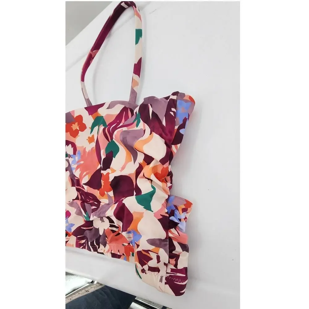 New NWOT Athleta Daybreak Tropic Floral Swim Bikini Top Tank‎ Size 40 B / C
